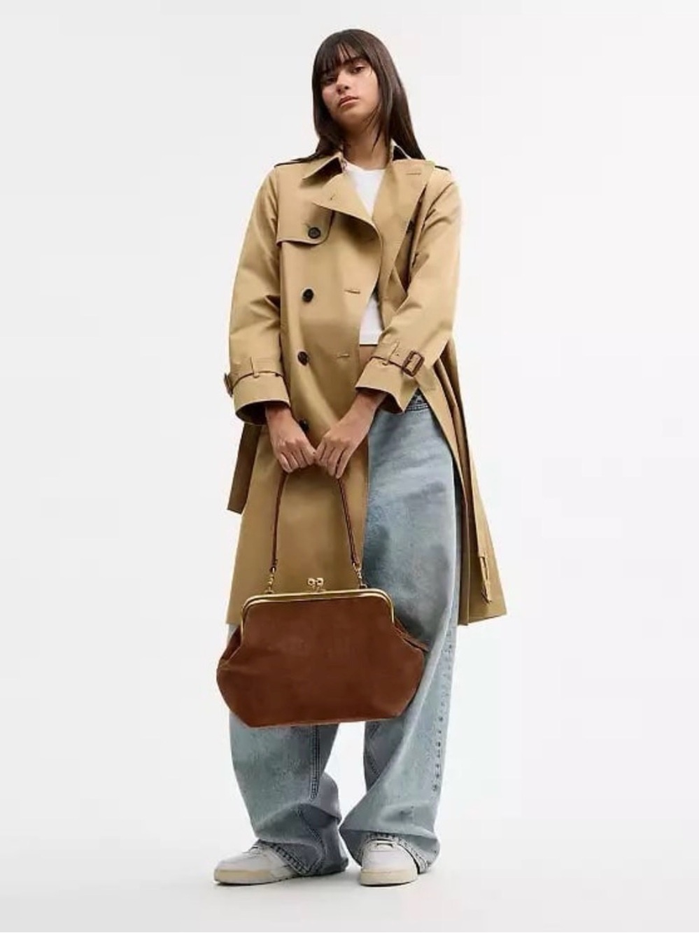 Coach Kisslock Frame Bag 27 in Brass/Warm Brown Suede & Refined Calf Leather NWT - Picture 12 of 14